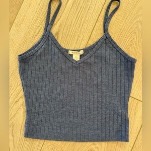 New Bozzolo Blue Ribbed Crop Tank
